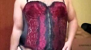 shirley dances sexy in red black corset