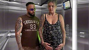 my pregnant neighbor gave a blowjob in the elevator and i came all over her