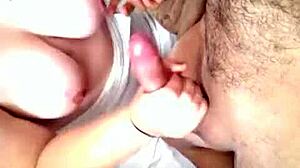 Watch horny blonde suck and jerk big cock