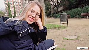 Russian Babe Sucks Big Cock For Cash In Public Outdoor Setting