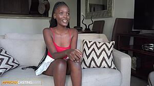 amateur black model gives sloppy deepthroat then rides big white cock reverse cowgirl