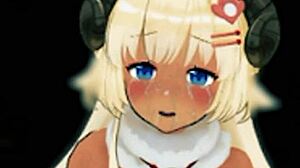 Tsunomaki Watame gets fucked hard in hentai game