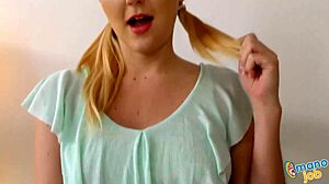 Naughty iris rose strips and sucks huge dick for freedom