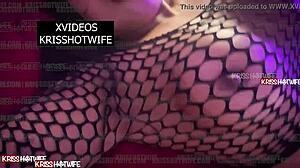 kriss hotwife cums on huge toy during halloween mischief