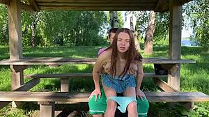 She walks alone and loses her panties quickly