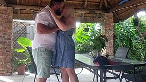 Creampie Fucking Blonde Wife on Patio