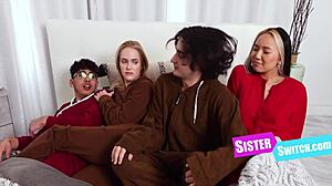 swapping and warming up each other's stepsisters in this taboo group fun 😈