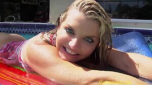 Stacked blonde Vicky Vette titty fucks a cock and gets jizzed all over her big tits