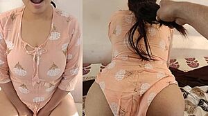 Hot Indian stepsister moans during brother's anal fuck after cheating. She begs for more in the dirty talk scene.