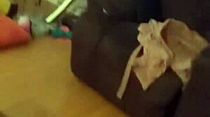 Slim chocolate ebony teasing and playing with wet pussy