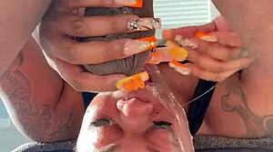 Pretty ebony pornstar sucks monster cock in braids. Passionate deepthroat compilation.