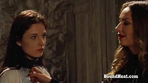 naughty lesbian mistress moans from pussy licking with tight slave