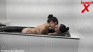 friends waiting in bathtub for groom