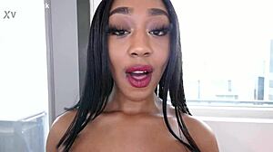 Nina splash sexy big natural dd tits ebony huge cock no hands blowjob and cum swallow a.