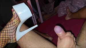 mature woman in plaid bodysuit and heels fucks passionately