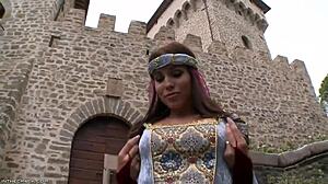 Princess in satin dress