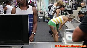 Doggystyled Pawnshop Amateur Sucks Cock