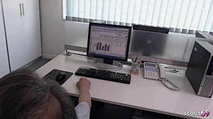 Teen Secretary Swallows Boss's Cum!