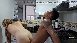 Blonde Latina Sucks Cock In Kitchen Part 2 Cums On Ass