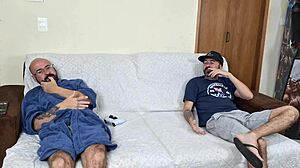 Blindfolded wife tricked into fucking husband's friend in bedroom