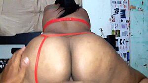 Super Perfect Buttocks Bounce on Cock in Intimate Red Panty Session