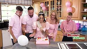 Latina Step Daughters' 18th Birthday Gangbang With Anera
