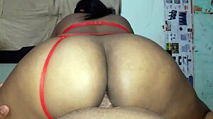 Super Perfect Buttocks Bounce on Cock in Intimate Red Panty Session