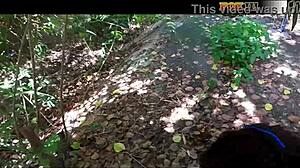 Pov blowjob and handjob in the public park till cum in mouth