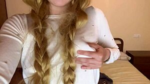 cute blonde peasant girl stays home alone and fucks her ass with fingers very delicious homemade