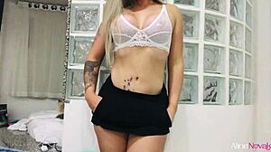 Blonde Young Girl Applies Makeup To Ride His Dick