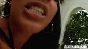 the big clit chick in ass traffic gets her ass pounded and slammed hard by double cocks