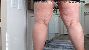 Maid Cleans House In Mini Dress Without Panties, Close-Up View