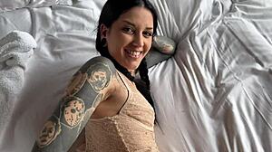 Italian Beauty Morea Black Gives Footjob Backstage