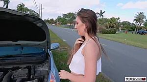 Naughty Jessie Reveals Pussy to Stranger