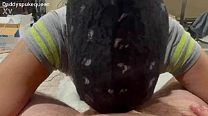 ebony slave gags on orange creamsicle cum and rims sloppy