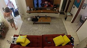 hot wife thay ksada lets delivery man suck her on sofa