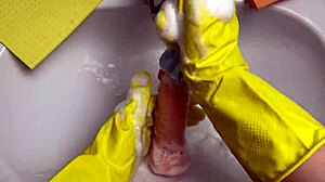 Hot Housewife Washes Dildo After Using It