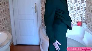 Uniformed Coed Sarah Louise's Wild Wet Bathtub Orgasmic Adventure