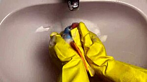 Hot Housewife Washes Dildo After Using It