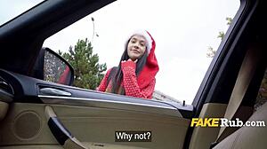 Teen Dressed As Sexy Santa Delivers Christmas Gifts!