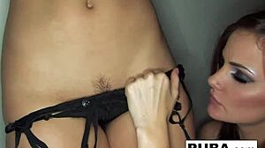 Lily and dani daniels play in black lingerie