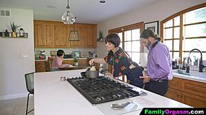 Familyorgasm: Old Man Fucks Daring Step Daughter And Wife While She Cooks Spaghetti