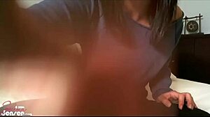 Jelena Jensen fingers her trimmed pussy lips