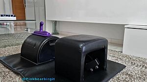 Cute amateur MILF enjoys her Sybian machine