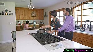 Familyorgasm: Old Man Fucks Daring Step Daughter And Wife While She Cooks Spaghetti