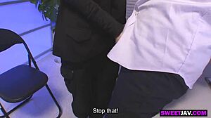 The Japanese Police Lady Blows Hairy Pussy