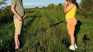 Outdoors risky sex with nymphomaniac stranger