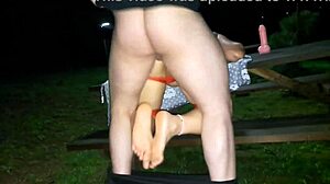 latina milf bent over in forest for public outdoor creampie