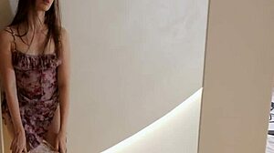 showed her pussy in a cafe and got fucked rough by muscular guy