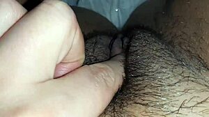 Tickling my big clit leads to intense orgasm